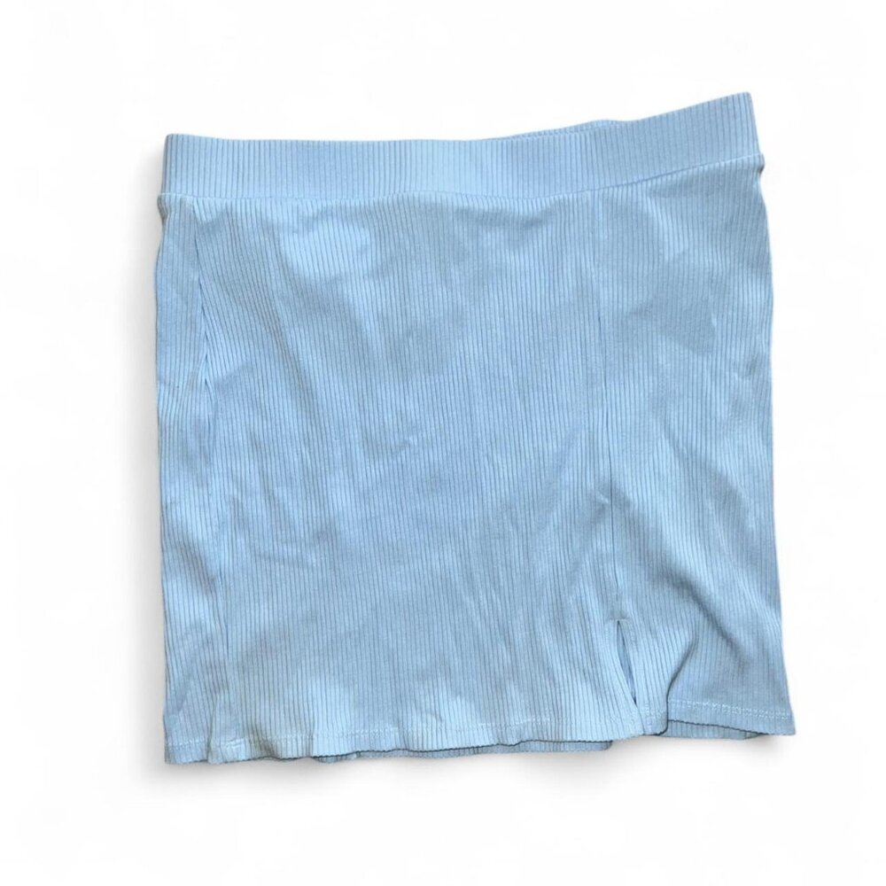 Women's Teen Light Blue Ribbed Skirt - Picture 2 of 3